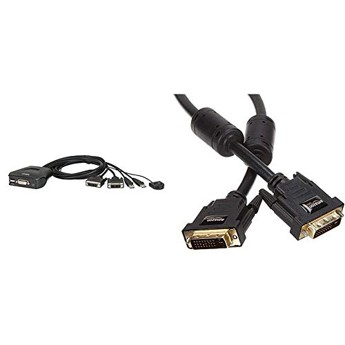 Aten CS22D USB/DVI KVM Switch (2-Port) & Amazon Basics DVI-auf-DVI-Kabel (2 m) HDTV Auflösung bis 2560x1080, vergoldete Kontakte von ATEN