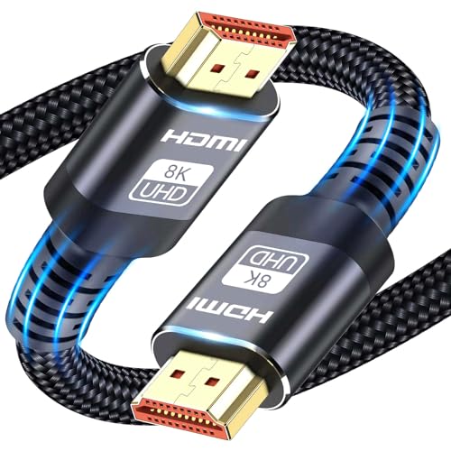 ATETEO 10K 8K HDMI-Kabel 2.1, 0,5 m, Ultra-HD, High-Speed, 48 Gbit/s, 8K @ 60Hz, 4K @ 120Hz, Dynamic HDR, eARC, Dolby Atmos, für Fernseher, Tablet von ATETEO