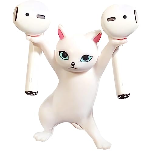 ATHAND Dance Cat Halterung für Kopfhörer, kreatives und fantasievolles Zubehör, Geschenke für Apple AirPods 1 & 2 und Pro (weiß) von ATHAND