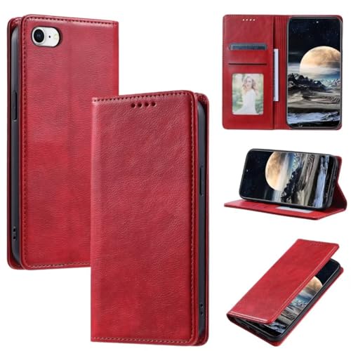 ATISIJIE iPhone 6S Leather Case[Premium Leder][Kartenfach][Standfunktion][Magnetverschluss],Tasche Flip Case Cover Etui klapphülle für iPhone 6S Rot von ATISIJIE