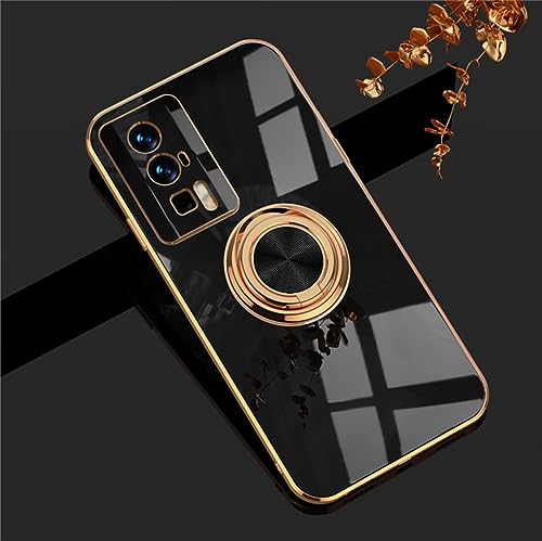 ATISIJIE Handyhülle für Huawei Mate 20 Hülle, 360° Rotating Ständer Magnet Autohalterungen TPU Flexibler Silicone Schutzhülle Shockproof Ring Halter Handyhülle Case für Damen Schwarz von ATISIJIE