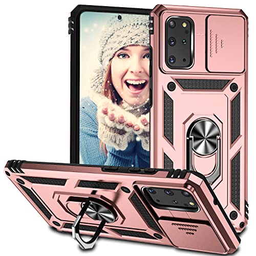 ATISIJIE Handyhülle für Samsung Galaxy S20 Plus / S20 Plus 5G Hülle, Stoßfest Schutzhülle Samsung S20 Plus / S20 Plus 5G Case Cover 360 Grad Metal Ring Halter Standard [Push-Window-Funktion] Roségold von ATISIJIE