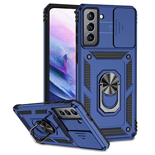 ATISIJIE Handyhülle für Samsung Galaxy S21 Plus 5G Hülle, Stoßfest Schutzhülle Samsung Galaxy S21 Plus 5G Case Cover mit 360 Grad Metal Ring Halter Standard [Push-Window-Funktion] Blau von ATISIJIE