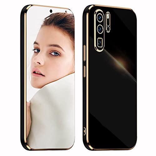 ATISIJIE Hülle für Huawei P30 Pro Handyhülle Original, Ultradünn Galvanisiertes Weiches Kieselgel Kratzfeste TPU Handyhülle, Einfaches Stilvoll Shiny Schutzhülle Cover Case Schwarz von ATISIJIE