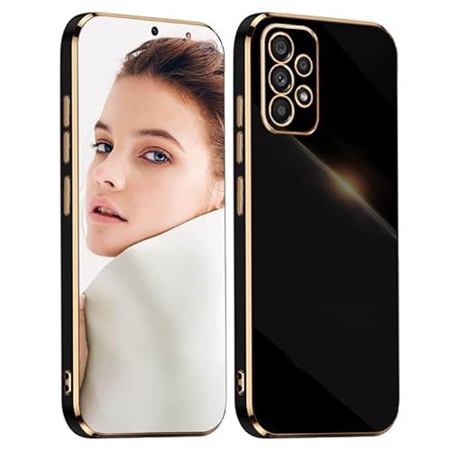 ATISIJIE Hülle für Samsung Galaxy A33 5G Handyhülle Original, Ultradünn Galvanisiertes Weiches Kieselgel Kratzfeste TPU Handyhülle, Einfaches Stilvoll Shiny Schutzhülle Cover Case Schwarz von ATISIJIE