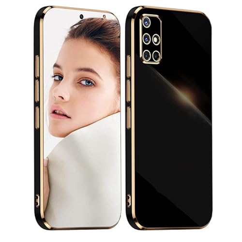 ATISIJIE Hülle für Samsung Galaxy A51 Handyhülle Original, Ultradünn Galvanisiertes Weiches Kieselgel Kratzfeste TPU Handyhülle, Einfaches Stilvoll Shiny Schutzhülle Cover Case Schwarz von ATISIJIE