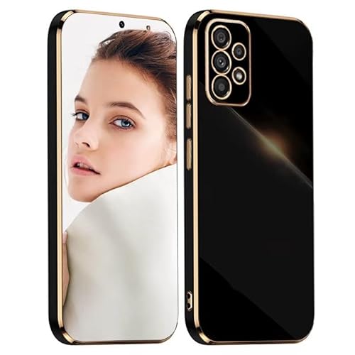 ATISIJIE Hülle für Samsung Galaxy A72 4G/5G Handyhülle Original, Ultradünn Galvanisiertes Weiches Kieselgel Kratzfeste TPU Handyhülle, Einfaches Stilvoll Shiny Schutzhülle Cover Case Schwarz von ATISIJIE