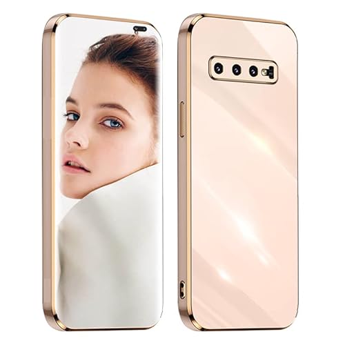 ATISIJIE Hülle für Samsung Galaxy S10+/S10 Plus Handyhülle Original, Ultradünn Galvanisiertes Weiches Kieselgel Kratzfeste TPU Handyhülle, Einfaches Stilvoll Shiny Schutzhülle Cover Case Rosa von ATISIJIE