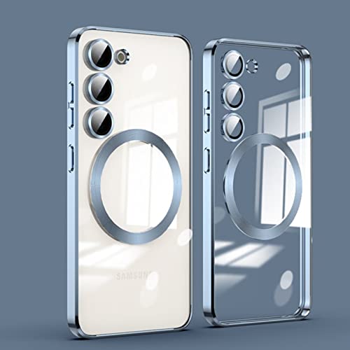 ATISIJIE Hülle für Samsung Galaxy S23+ Plus mit Kamera Lense Schutz,Clear Magnetisch mit MagSafe Handyhülle [Nicht vergilbend] TPU Dünne Weiches Silikon Stoßfest Case Blau von ATISIJIE