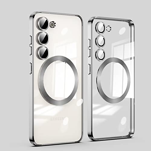 ATISIJIE Hülle für Samsung Galaxy S23+ Plus mit Kamera Lense Schutz,Clear Magnetisch mit MagSafe Handyhülle [Nicht vergilbend] TPU Dünne Weiches Silikon Stoßfest Case Silber von ATISIJIE