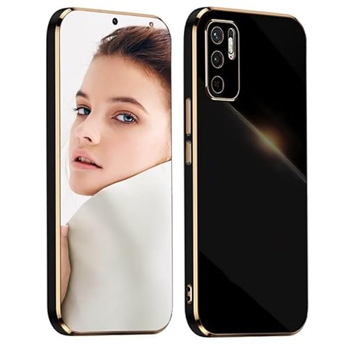 ATISIJIE Hülle für Xiaomi Redmi Note 10 5G/ Poco M3 Pro Handyhülle Original, Ultradünn Galvanisiertes Weiches Kieselgel Kratzfeste TPU Handyhülle, Einfaches Stilvoll Shiny Schutzhülle Case Schwarz von ATISIJIE