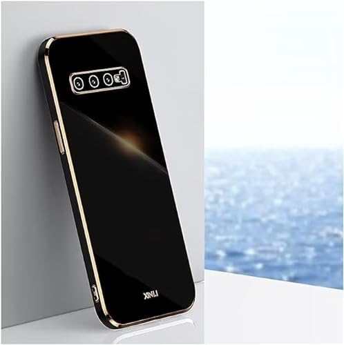 ATISIJIE Hülle für Xiaomi Redmi Note 12 Pro Handyhülle Silikon, Schutzhülle Golden Galvanisierrahmen Dünne Weiche TPU Soft Stoßfest Case Cover Bumper Schwarz von ATISIJIE