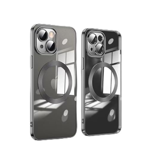 ATISIJIE Magnetic Handyhülle für iPhone 15 Hülle mit Kameraobjektivschutz [Magnetisches Aufladen] Galvanik Stoßfeste, Dünne TPU Silikon Schutzhülle für iPhone 15 Schwarz von ATISIJIE