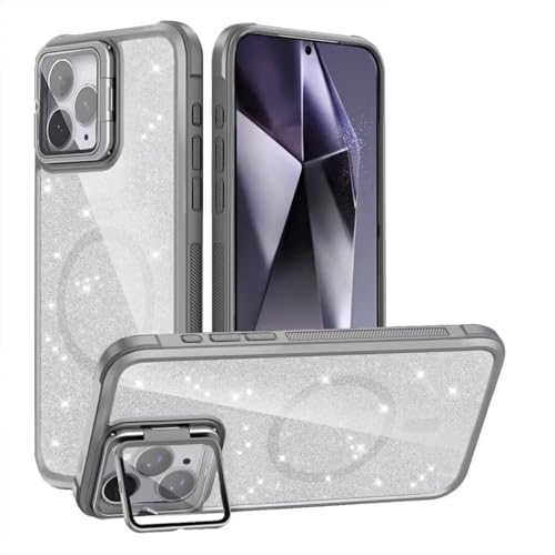 ATISIJIE Magnetisch Hülle für iPhone 14 PRO MAX with Kickstand,Glitzer Transparente Acryl-Harte Handyhülle Stoßfeste Schutz Bumper Cover für Frauen und Mädchen-Grau ATISIJIE Magnetisch Hülle für iPhone 14 PRO MAX with Kickstand,Glitzer Transparente Acryl-Harte Handyhülle Stoßfeste Schutz Bumper Cover für Frauen und Mädchen-Grau von ATISIJIE