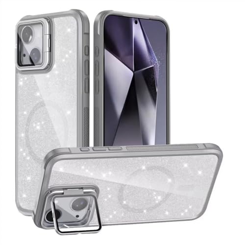 ATISIJIE Magnetisch Hülle für iPhone 14 Plus with Kickstand,Glitzer Transparente Acryl-Harte Handyhülle Stoßfeste Schutz Bumper Cover für Frauen und Mädchen-Grau ATISIJIE Magnetisch Hülle für iPhone 14 Plus with Kickstand,Glitzer Transparente Acryl-Harte Handyhülle Stoßfeste Schutz Bumper Cover für Frauen und Mädchen-Grau von ATISIJIE