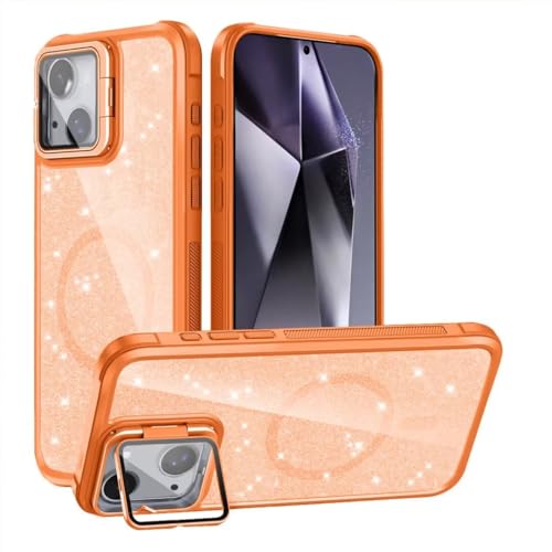 ATISIJIE Magnetisch Hülle für iPhone 14 Plus with Kickstand,Glitzer Transparente Acryl-Harte Handyhülle Stoßfeste Schutz Bumper Cover für Frauen und Mädchen-Orange ATISIJIE Magnetisch Hülle für iPhone 14 Plus with Kickstand,Glitzer Transparente Acryl-Harte Handyhülle Stoßfeste Schutz Bumper Cover für Frauen und Mädchen-Orange von ATISIJIE