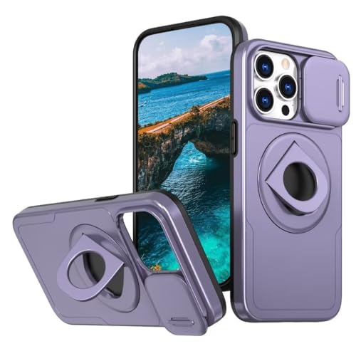 ATISIJIE Magnetisch Hülle für iPhone 14ProMax,360°Metall Magnetischer Ring Ständer Stoßfest Bumper Schutzhülle Kratzfest Ganzkörperschutz handyhülle für iPhone 14ProMax-Lila von ATISIJIE