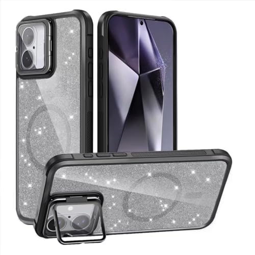 ATISIJIE Magnetisch Hülle für iPhone 16 Plus with Kickstand,Glitzer Transparente Acryl-Harte Handyhülle Stoßfeste Schutz Bumper Cover für Frauen und Mädchen-Schwarz ATISIJIE Magnetisch Hülle für iPhone 16 Plus with Kickstand,Glitzer Transparente Acryl-Harte Handyhülle Stoßfeste Schutz Bumper Cover für Frauen und Mädchen-Schwarz von ATISIJIE