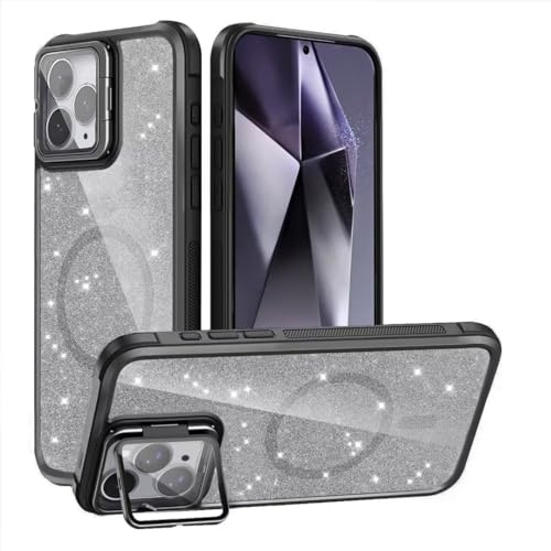 ATISIJIE Magnetisch Hülle für iPhone 16 Pro with Kickstand,Glitzer Transparente Acryl-Harte Handyhülle Stoßfeste Schutz Bumper Cover für Frauen und Mädchen-Schwarz ATISIJIE Magnetisch Hülle für iPhone 16 Pro with Kickstand,Glitzer Transparente Acryl-Harte Handyhülle Stoßfeste Schutz Bumper Cover für Frauen und Mädchen-Schwarz von ATISIJIE