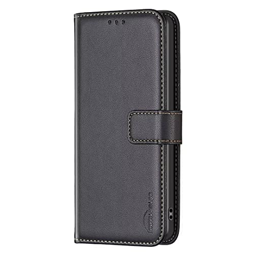 ATISIJIE für Xiaomi Redmi Note 10 4G Hülle,PU Leder Handyhülle Lederhülle Klapphülle Kartenfach Flip Cover für Handy hülle Leather Wallet Phone Case Hülle für Xiaomi Redmi Note 10 4G-Schwarz von ATISIJIE