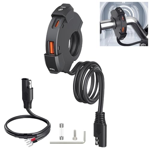 USB C Steckdose 12V Motorrad Ladegerät 48W QC3.0 USB-A und PD Type-C, Handy Schnellladung Wasserdicht mit Schalter für 12V/24V Wohnmobil KFZ Boot Auto, Dreirad, Motorrad Steckdose Ladegerät USB C Steckdose 12V Motorrad Ladegerät 48W QC3.0 USB-A und PD Type-C, Handy Schnellladung Wasserdicht mit Schalter für 12V/24V Wohnmobil KFZ Boot Auto, Dreirad, Motorrad Steckdose Ladegerät von ATMWM