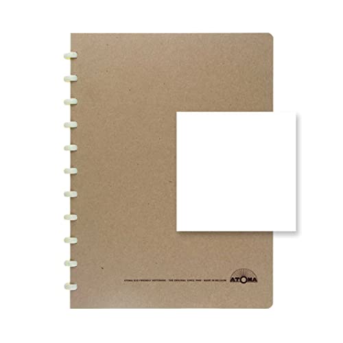 BioATOMA Notizbuch, A4, Uni chlorfreiem Papier, 144 Seiten mit beweglichen recyceltem Karton und biologisch abbaubar, Braun von ATOMA