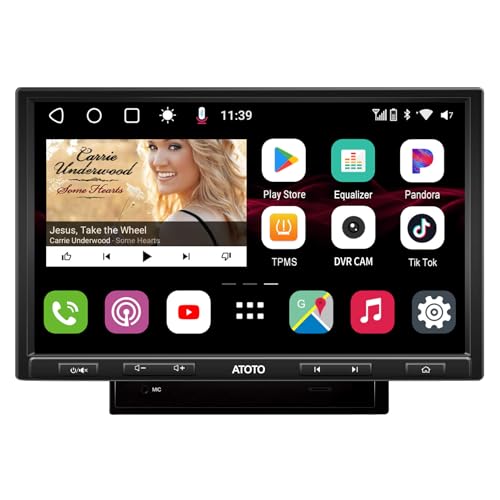 [10 Zoll/QLED]ATOTO S8 Pro Doppel-DIN Autoradio, Wireless CarPlay & Android Auto, 2 Bluetooth mit aptX HD,USB tethering, Splitscreen-Anzeige,VSV&LRV, Eingebautes 4G-Mobilfunkmodem, S8G2104PR-A von ATOTO