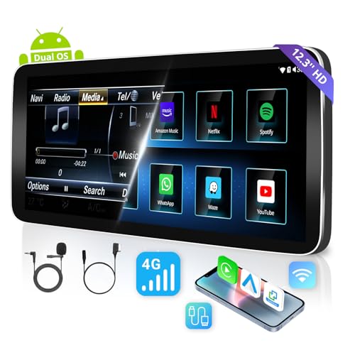 ATOTO 12,3" Autoradio Wireless CarPlay und Android Auto, kompatibel mit Mercedes Benz C-Klasse W204 NTG4.5/4.7 Radio 2011-2014, alle Originalfunktionen erhalten, GPS, AI DriveChat, 4G LTE, 2 BT von ATOTO
