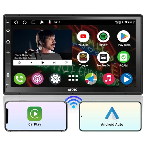 ATOTO A6PF 2G+32G Android Autoradio Doppel Din Radio, Wireless CarPlay, Kabellos Android Auto, 7 Zoll QLED Touchscreen DAB Radio, 2 Bluetooth, MirrorLink, WiFi/BT/USB Tethering, 36EQ DSP, A6G2B7PF von ATOTO