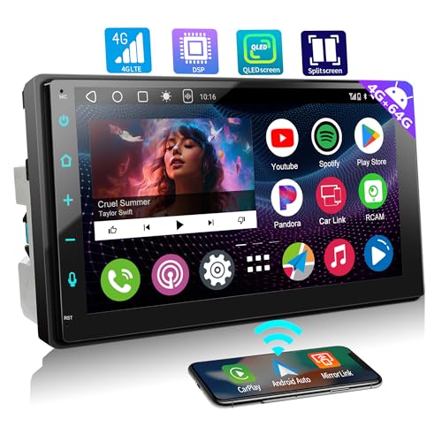 [4G LTE WiFi] ATOTOZONE A6 7" 8 Core 4G+64G Android Autoradio Doppel Din Radio,Wireless CarPlay&Android Auto, QLED Touchscreen, 2 Bluetooth, MirrorLink, GPS/FM/RDS/DSP,A6G2B7PL von ATOTOZONE
