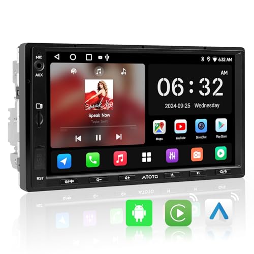 ATOTOZONE A5L Android Doppel Din Radio, Autoradio mit Navi 7 Zoll Digital Media-Receiver, Wireless CarPlay & Android Auto, WiFi/Bluetooth/USB Tethering, 2G+32G, MirrorLink, 24-B EQ DSP, FM/RDS/SWC ATOTOZONE A5L Android Doppel Din Radio, Autoradio mit Navi 7 Zoll Digital Media-Receiver, Wireless CarPlay & Android Auto, WiFi/Bluetooth/USB Tethering, 2G+32G, MirrorLink, 24-B EQ DSP, FM/RDS/SWC von ATOTOZONE