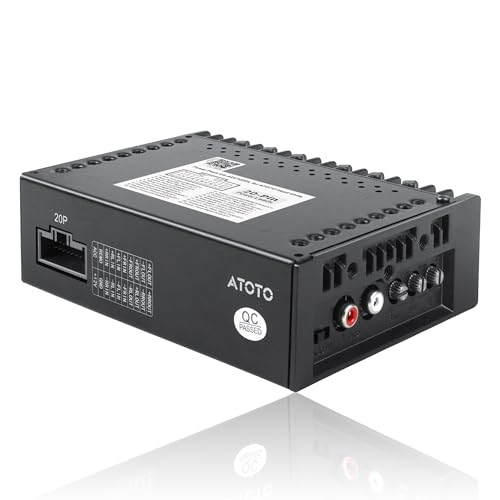 ATOTOZONE CA-AEC122DL Kompakter Auto-Verstärker Mit 6.5ft/2m Stromkabel, Klasse D, TI TPA3221, 4-Kanal, RMS 4x60W, Anpassbarer EQ, Kompatibel Mit Ausgewählten ATOTOZONE Autoradios von ATOTOZONE