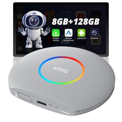 ATOTOZONE CB6 CarPlay AI Box&Android AI Box, Wireless CarPlay/Android Auto Adapter, Plug & Play CarWave Auto Smart Box mit AI DriveChat, GPS Track, Android 13, 2 BT, 4G LTE, 8G+128G, Silber ATOTOZONE CB6 CarPlay AI Box&Android AI Box, Wireless CarPlay/Android Auto Adapter, Plug & Play CarWave Auto Smart Box mit AI DriveChat, GPS Track, Android 13, 2 BT, 4G LTE, 8G+128G, Silber von ATOTOZONE