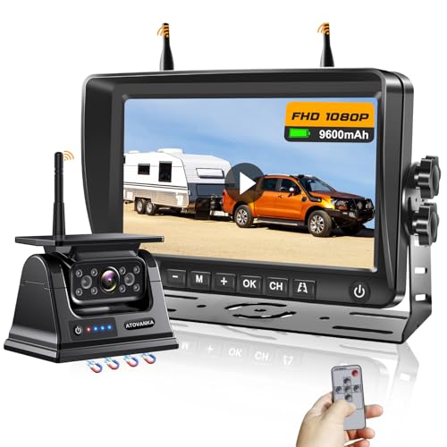 ATOVANKA Solar Kabellos Rückfahrkamera, Magnet Funk Rückfahrkamera mit 9600-mAh-Akku,7 Zoll 1080P Monitor Videoaufzeichnung, Montage ohne Bohren, IP68K Wasserdicht für LKW,Auto,Wohnmobil ATOVANKA Solar Kabellos Rückfahrkamera, Magnet Funk Rückfahrkamera mit 9600-mAh-Akku,7 Zoll 1080P Monitor Videoaufzeichnung, Montage ohne Bohren, IP68K Wasserdicht für LKW,Auto,Wohnmobil von ATOVANKA
