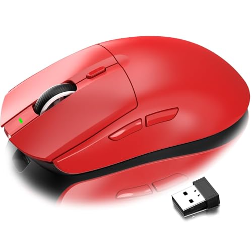 AJ139 G PRO Kabellose Gaming Maus, Leichtgewicht 59g FPS Mäuse, Optischer Sensor PixArt PAW3395, 26K DPI, Dual-Modus 2.4G / Kabelgebundene Maus, 6 programmierbare Tasten, für Xbox/Win/Mac - Rote von ATTACK SHARK