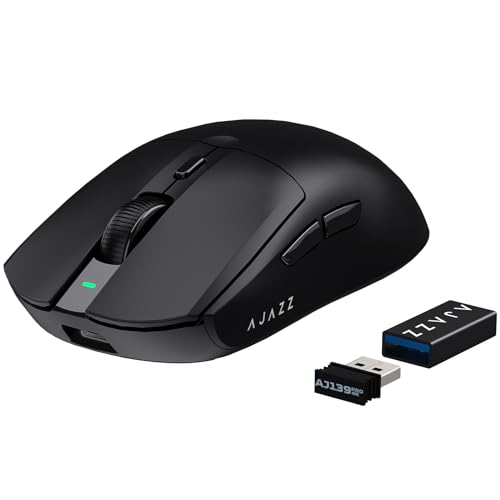 ATTACK SHARK AJAZZ AJ139PRO Kabellose Gaming-Maus, Ultraleicht (65g), PAW3395-Sensor, 26000 DPI, 4kHz, 2,4 GHz/USB C Wired E-Sport-Mäuse, 6 Program Taste, 700 Stunden Akkulaufzeit,PC/MAC – Schwarz von ATTACK SHARK