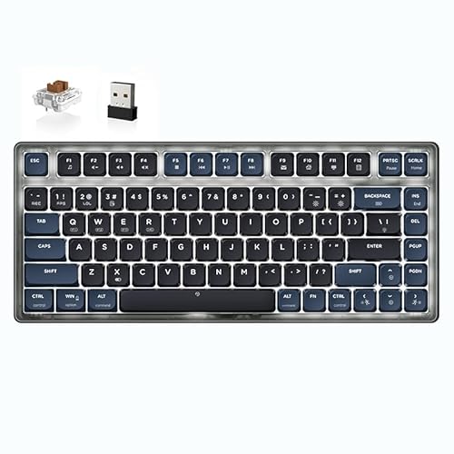 ATTACK SHARK AK832 Mechanische Tastatur, 75% Ultra-Thin Kabellose Gaming-Tastatur Dichtung Tri-Mode BT/2.4G/Wired, 20 Backlit TKL Kompakte 83-Tasten Brown Switch, Spiralkabel USB C Cable for Mac/Win von ATTACK SHARK