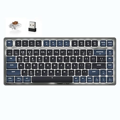ATTACK SHARK AK832 Mechanische Tastatur, 75% Ultra-Thin Kabellose Gaming-Tastatur Dichtung Tri-Mode BT/2.4G/Wired, 20 Backlit TKL Kompakte 83-Tasten Brown Switch, Spiralkabel USB C Cable for Mac/Win von ATTACK SHARK