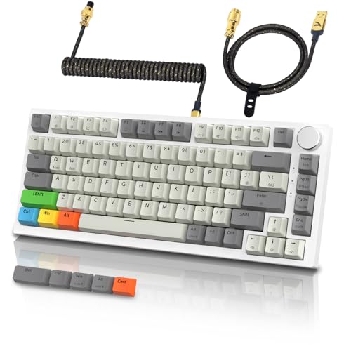 ATTACK SHARK K85 Mechanische Gaming-Tastatur mit Spiralkabel, Anpassbares Ansprechverhalten, Magnetschalter, Apex Pro TKL RGB Gasket Keyboard QWERTY mit Drehknopf, Unterstützt DKS/MT/TGL, für PC/MAC von ATTACK SHARK