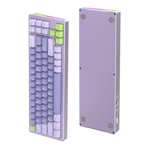 ATTACK SHARK M71 CNC-Aluminium mechanische Gaming-Tastatur,Tri-Mode-BT5.0/2,4G kabellos/kabelgebunden,4600 mAh wiederaufladbar,68% Hotswap Gasket,Poron-Form,Chroma RGB-Beleuchtung für MAC&WIN-Lavendel von ATTACK SHARK