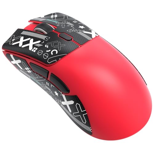 ATTACK SHARK R1 59g Superlight Maus mit Klebeband, PixArt PAW3311 Gaming-Sensor, BT/2,4G kabellose/kabelgebundene Gaming-Maus, 6 einstellbare DPI bis zu 18000, 65 Stunden Akku (rot) von ATTACK SHARK