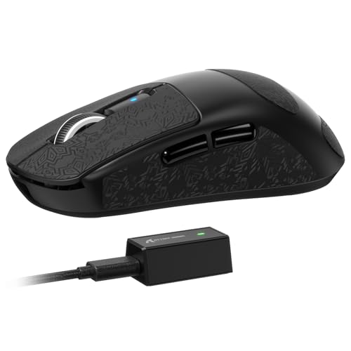 ATTACK SHARK R6 Kabellose 8-kHz-Gaming-Maus, SUPERLEICHT 39g, Nordic 52840 MCU, PixArt PAW3950MAX-Sensor, BT/2,4 G/kabelgebunden, 6 einstellbare DPI bis zu 42000, 250-mAh-Akku, PC/Mac(Schwarz + Band) von ATTACK SHARK