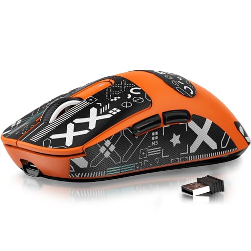 ATTACK SHARK X3 49g Superlight Mouse with Tape, PixArt PAW3395 Gaming Sensor, BT/2.4G Wireless/Wired Gaming Mouse, 6 Adjustable DPI 26000, 200 Hrs Battery, Office Mice for Win11/Xbox/PS/Mac (Orange) von ATTACK SHARK