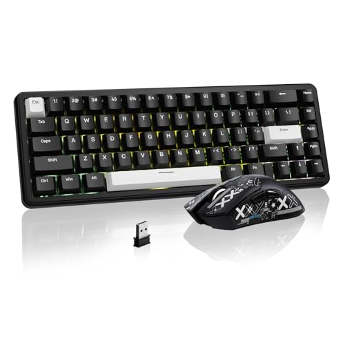 ATTACK SHARK Gaming-Tastatur & -Maus-Set, X65 HE Kabelgebundene Magnettastatur und R1 Kabellose 59g Superleichte Maus (8000Hz, RT 0,01mm, RGB, 65h Akku) - Schwarz von ATTACK SHARK
