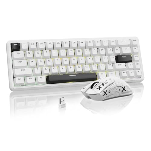 ATTACK SHARK Gaming-Tastatur & -Maus-Set, X65 HE Kabelgebundene Magnettastatur und R1 Kabellose 59g Superleichte Maus (8000Hz, RT 0,01mm, RGB, 65h Akku) - Weiß von ATTACK SHARK
