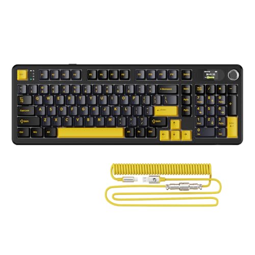 ATTACK SHARK X98PRO Gasket Mechanische Gaming-Tastatur,BT/2.4G Wireless/USB-C,LED-Farbbildschirm und CNC-Knopf,RGB Backlit, 98 Tasten Hot-Swap-Linearschalter,4000mAh,Web Cloud Drive,für PC,MAC-Schwarz ATTACK SHARK X98PRO Gasket Mechanische Gaming-Tastatur,BT/2.4G Wireless/USB-C,LED-Farbbildschirm und CNC-Knopf,RGB Backlit, 98 Tasten Hot-Swap-Linearschalter,4000mAh,Web Cloud Drive,für PC,MAC-Schwarz von ATTACK SHARK