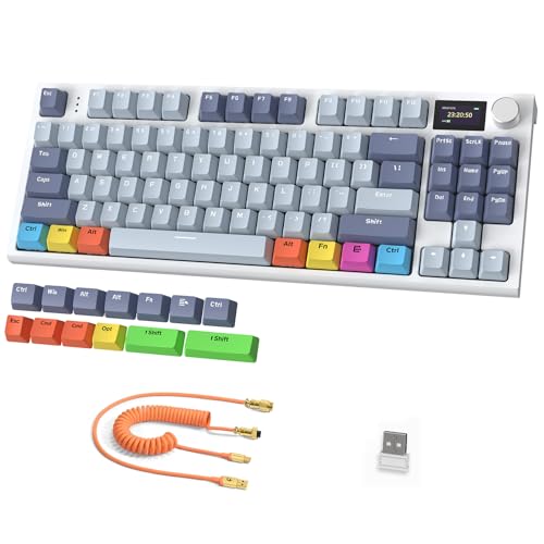 ATTACK SHARK K86 Mechanische Tastatur, 2,4G Wireless/BT5.0/USB-C Wired Gaming-Tastatur, 75% TKL 87 Tasten mit 1.2" TFT-HD-Farbdisplay und CNC-Knopf, RGB Backlit TTC-Hot-Swap PBT Keycap - BlauPro ATTACK SHARK K86 Mechanische Tastatur, 2,4G Wireless/BT5.0/USB-C Wired Gaming-Tastatur, 75% TKL 87 Tasten mit 1.2" TFT-HD-Farbdisplay und CNC-Knopf, RGB Backlit TTC-Hot-Swap PBT Keycap - BlauPro von ATTACK SHARK