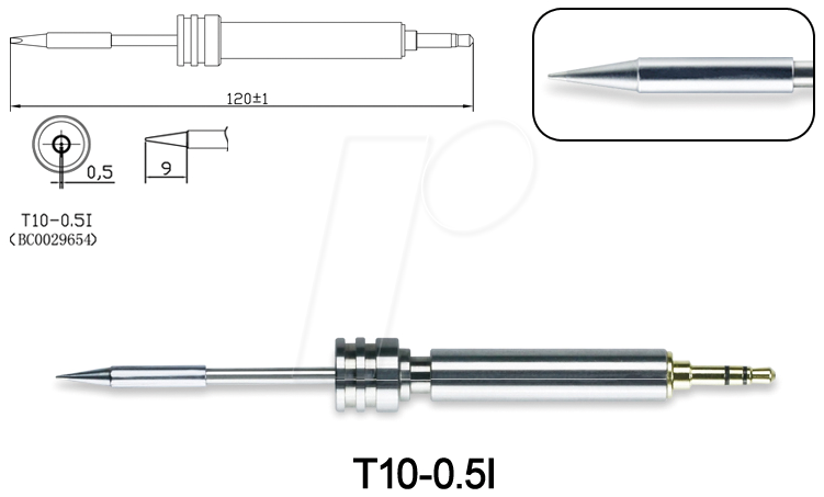 ATTEN T10-0,5I - Lötspitze, 0,5 mm, gerade von ATTEN