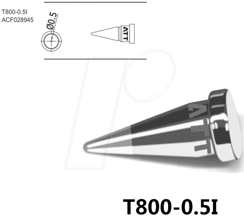 ATTEN T800-0,5I - Lötspitze, 0,5 mm, bleistiftspitz, gerade von ATTEN