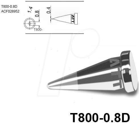 ATTEN T800-0,8D - Lötspitze, 0,8 mm, meißelform, gerade von ATTEN